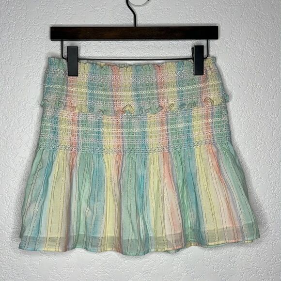 NWT LoveShackFancy Camilla Rainbow Mini Skirt Large - Picture 2 of 12